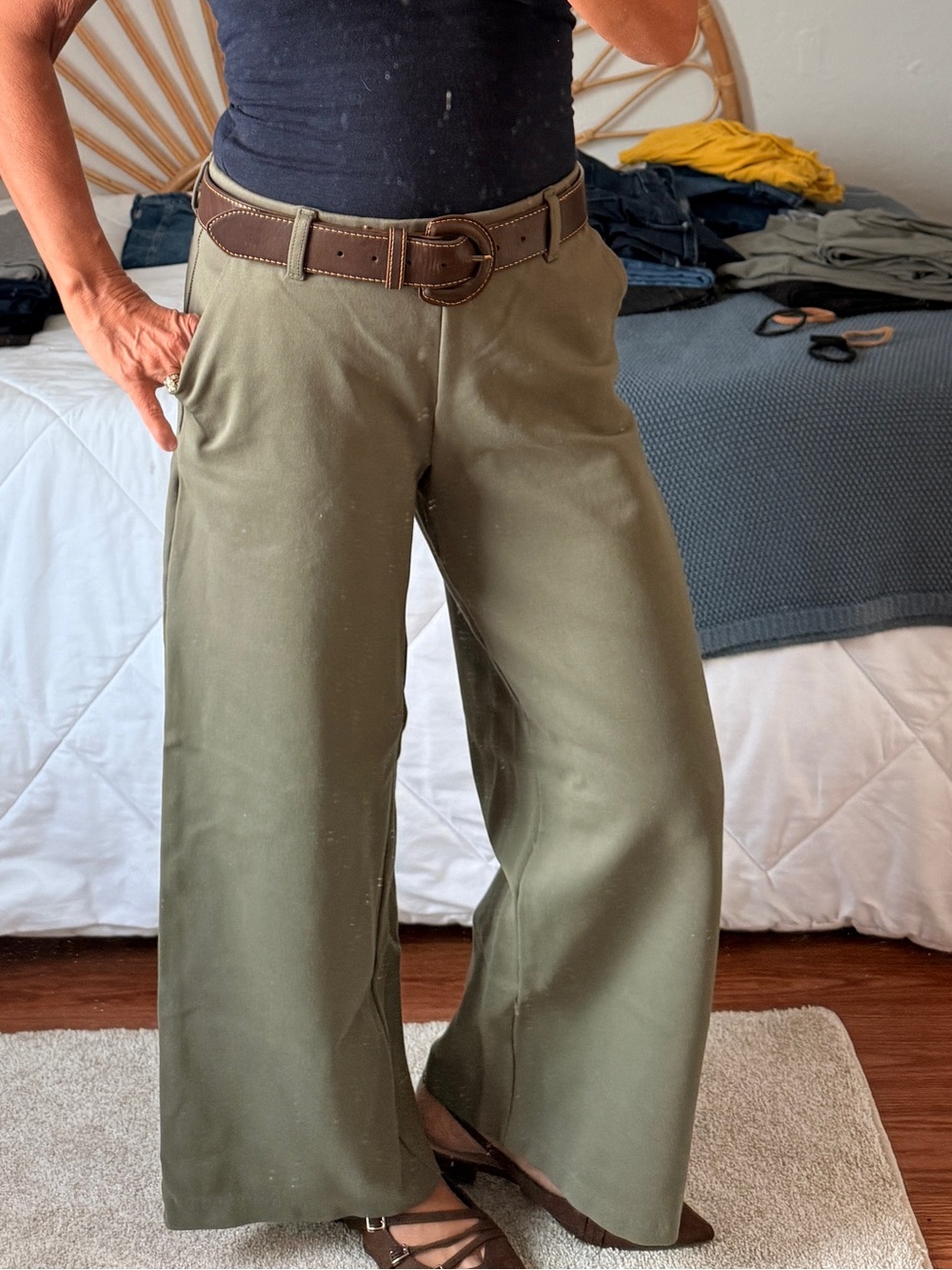 Lee Wide Leg Olive Green Women’s Pants
